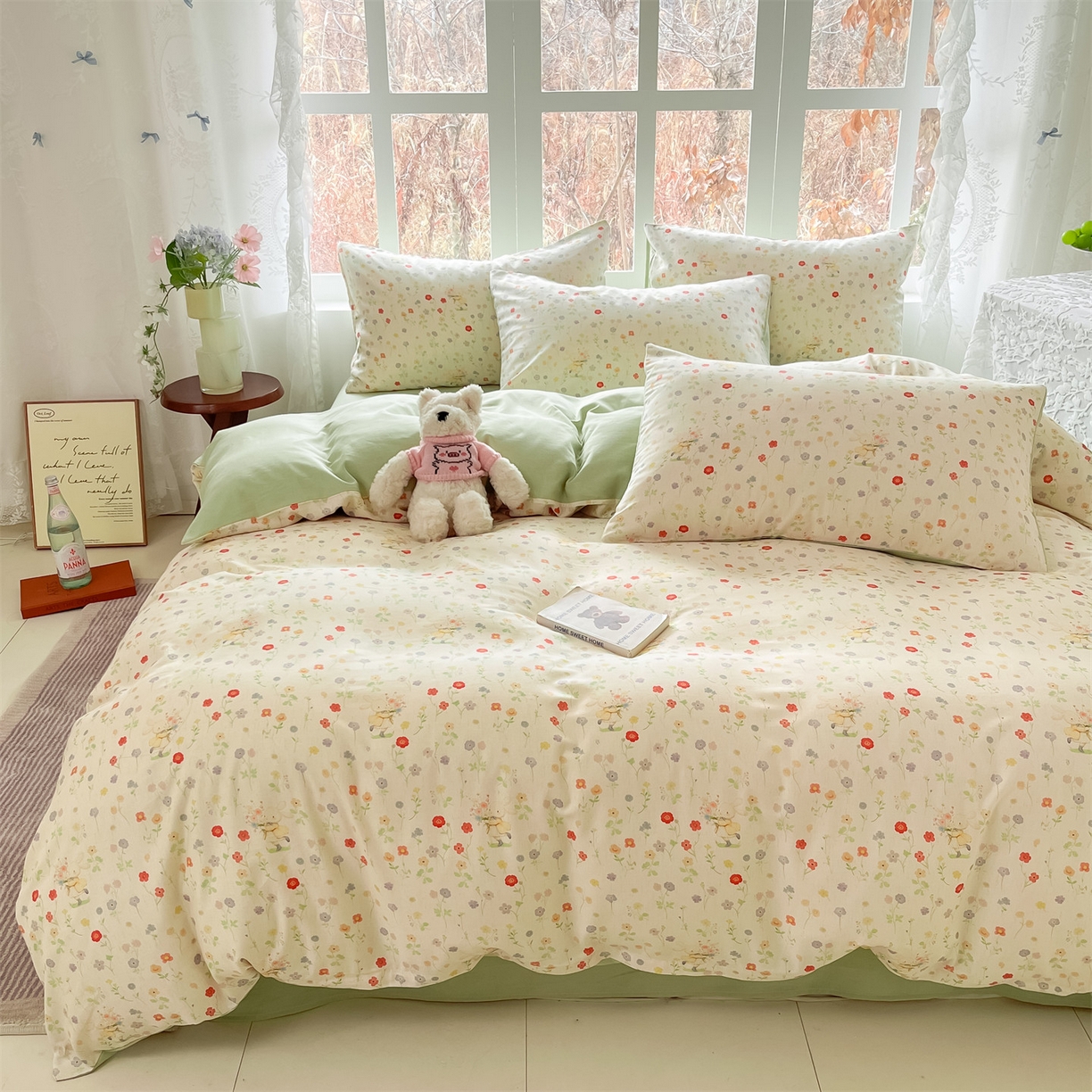 91家纺网 家纺一手货源 找家纺 名兮家居 2026新款A类全棉棉麻四件套 花间兔语