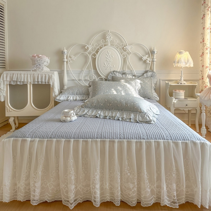 91家纺网 家纺一手货源 找家纺 瑞宝 2026新款全棉碎花AB夹棉床裙四件套系列 春浅