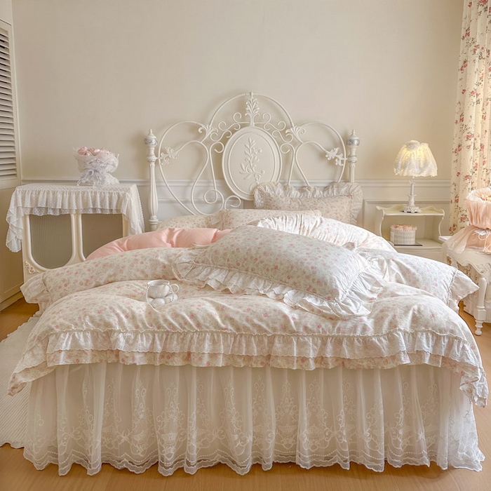 91家纺网 家纺一手货源 找家纺 （总）瑞宝 2026新款全棉碎花AB夹棉床裙四件套系列