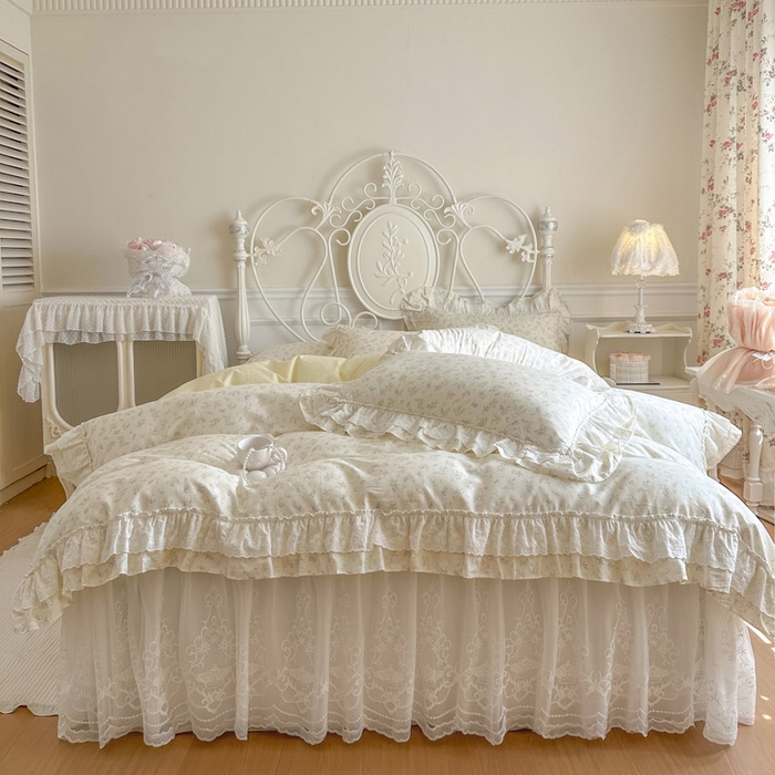 瑞宝 2026新款全棉碎花AB夹棉床裙四件套系列 午后阳光