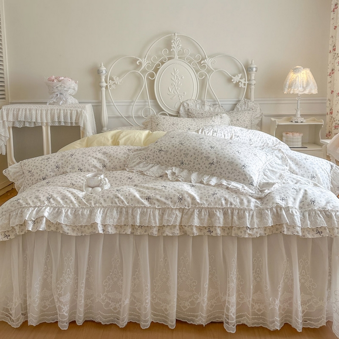 91家纺网 家纺一手货源 找家纺 瑞宝 2026新款全棉碎花AB夹棉床裙四件套系列 贝拉