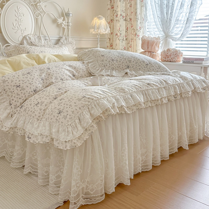 91家纺网 家纺一手货源 找家纺 瑞宝 2026新款全棉碎花AB夹棉床裙四件套系列 贝拉