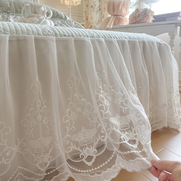 91家纺网 家纺一手货源 找家纺 瑞宝 2026新款全棉碎花AB夹棉床裙四件套系列 豆蔻