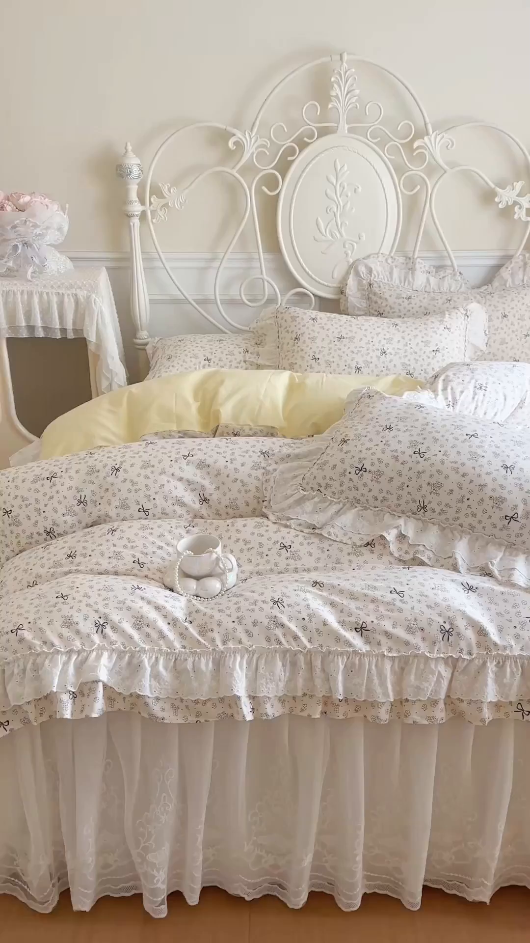 91家纺网 家纺一手货源 找家纺 瑞宝 2026新款全棉碎花AB夹棉床裙四件套系列 贝拉