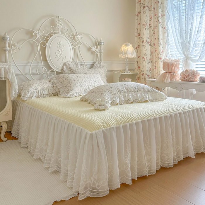 91家纺网 家纺一手货源 找家纺 瑞宝 2026新款全棉碎花AB夹棉床裙四件套系列 贝拉