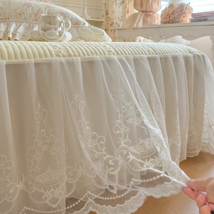 91家纺网 家纺一手货源 找家纺 瑞宝 2026新款全棉碎花AB夹棉床裙四件套系列 婉柠