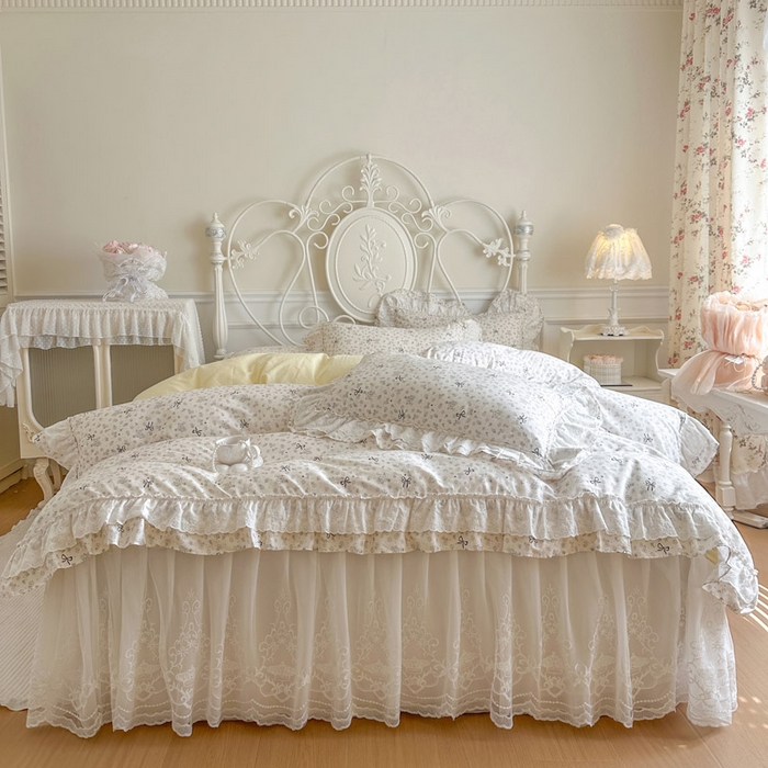 瑞宝 2026新款全棉碎花AB夹棉床裙四件套系列 贝拉