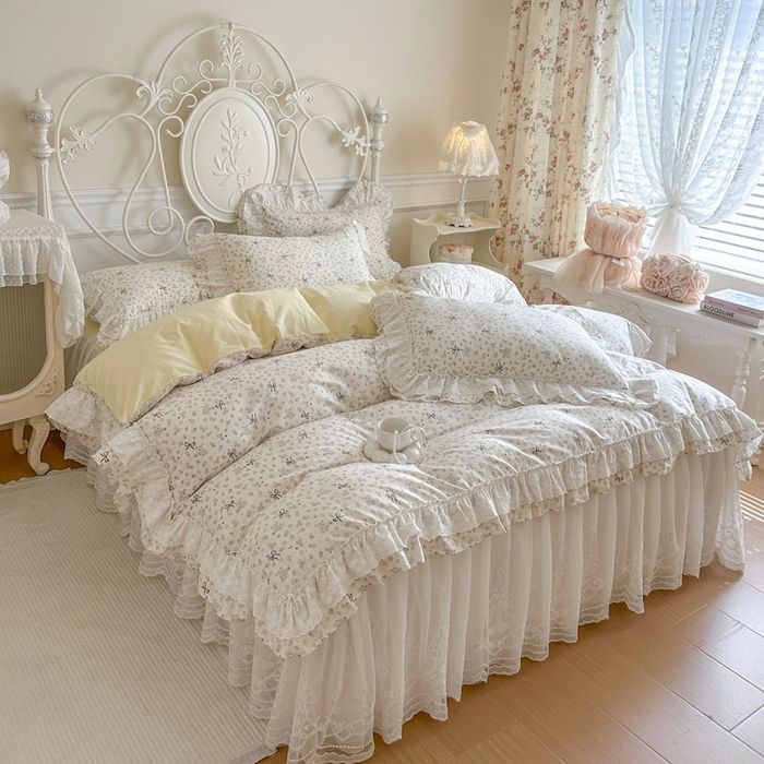 91家纺网 家纺一手货源 找家纺 瑞宝 2026新款全棉碎花AB夹棉床裙四件套系列 贝拉