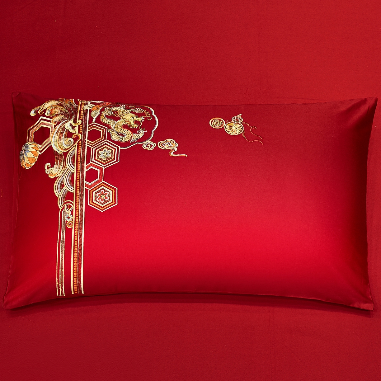 91家纺网 家纺一手货源 找家纺 蒂爵 2026婚庆新疆长绒棉纯棉原版大绣花婚庆四件套多件套340系列 龙凤合玺