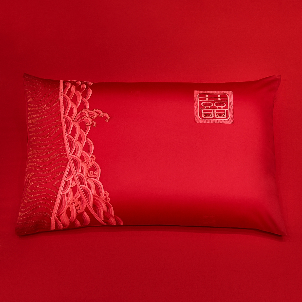 91家纺网 家纺一手货源 找家纺 蒂爵 2026婚庆新疆长绒棉纯棉原版大绣花婚庆四件套多件套340系列 龙凤王朝红