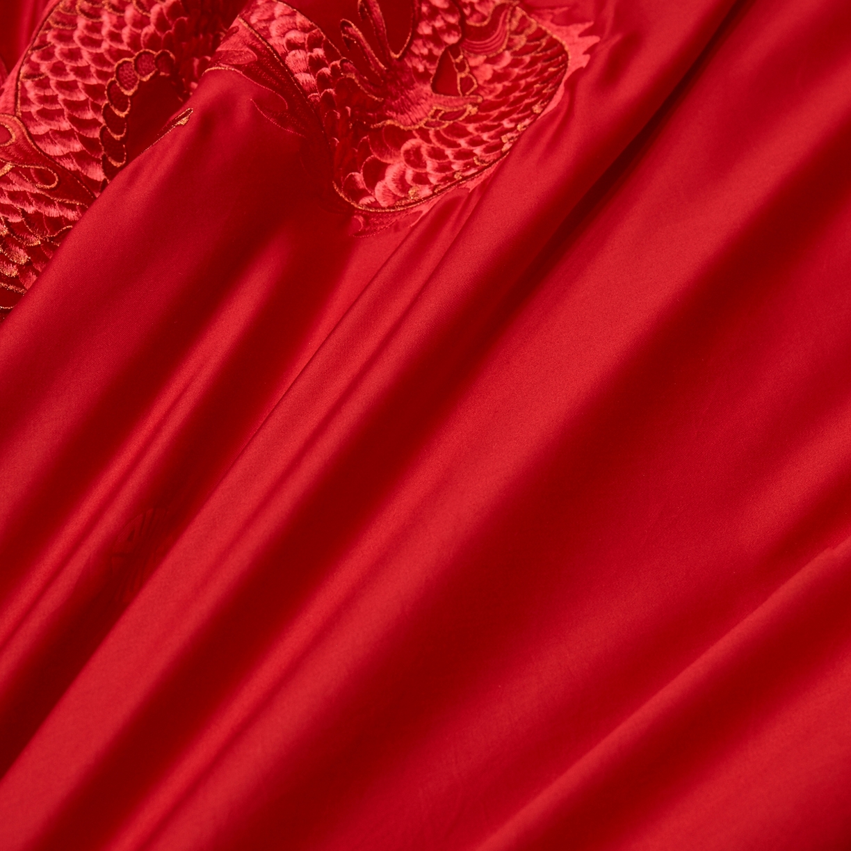 91家纺网 家纺一手货源 找家纺 蒂爵 2026婚庆新疆长绒棉纯棉原版大绣花婚庆四件套多件套340系列 龙凤王朝红