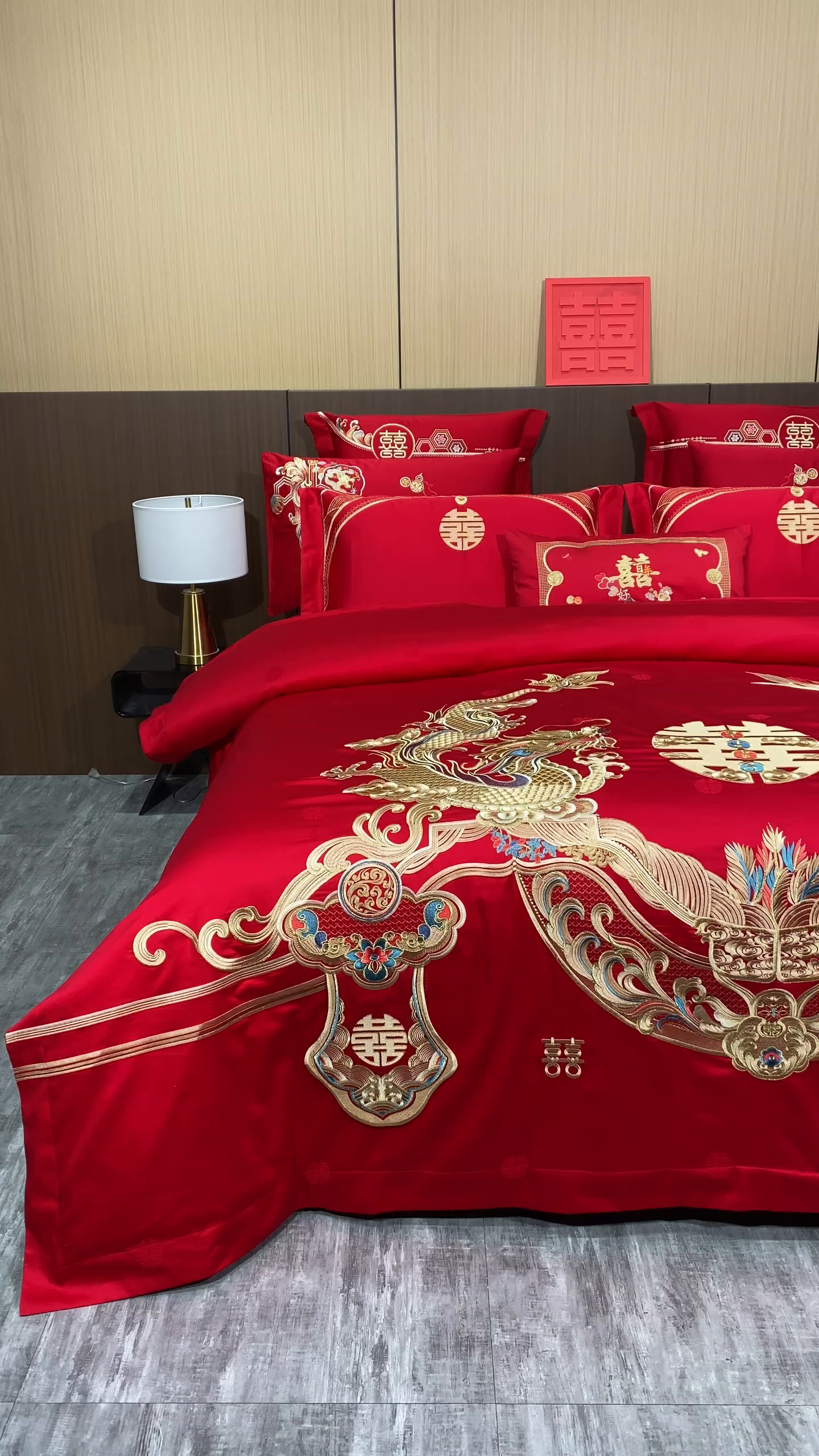 91家纺网 家纺一手货源 找家纺 蒂爵 2026婚庆新疆长绒棉纯棉原版大绣花婚庆四件套多件套340系列 龙姿凤彩