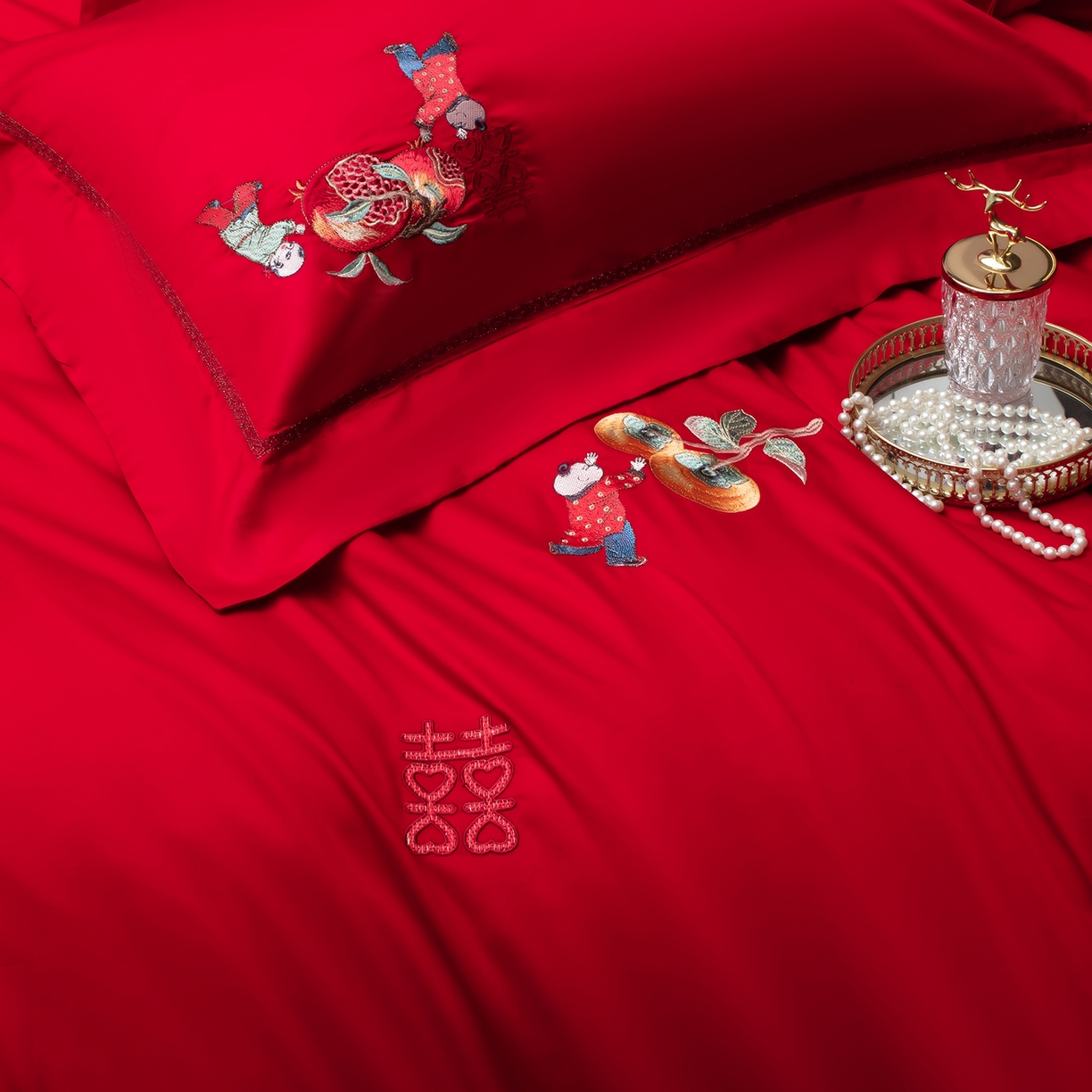 91家纺网 家纺一手货源 找家纺 （总）蒂爵 2026年100支婚庆长绒棉纯棉时尚小红书爆款刺绣婚庆四件套多件套280系列