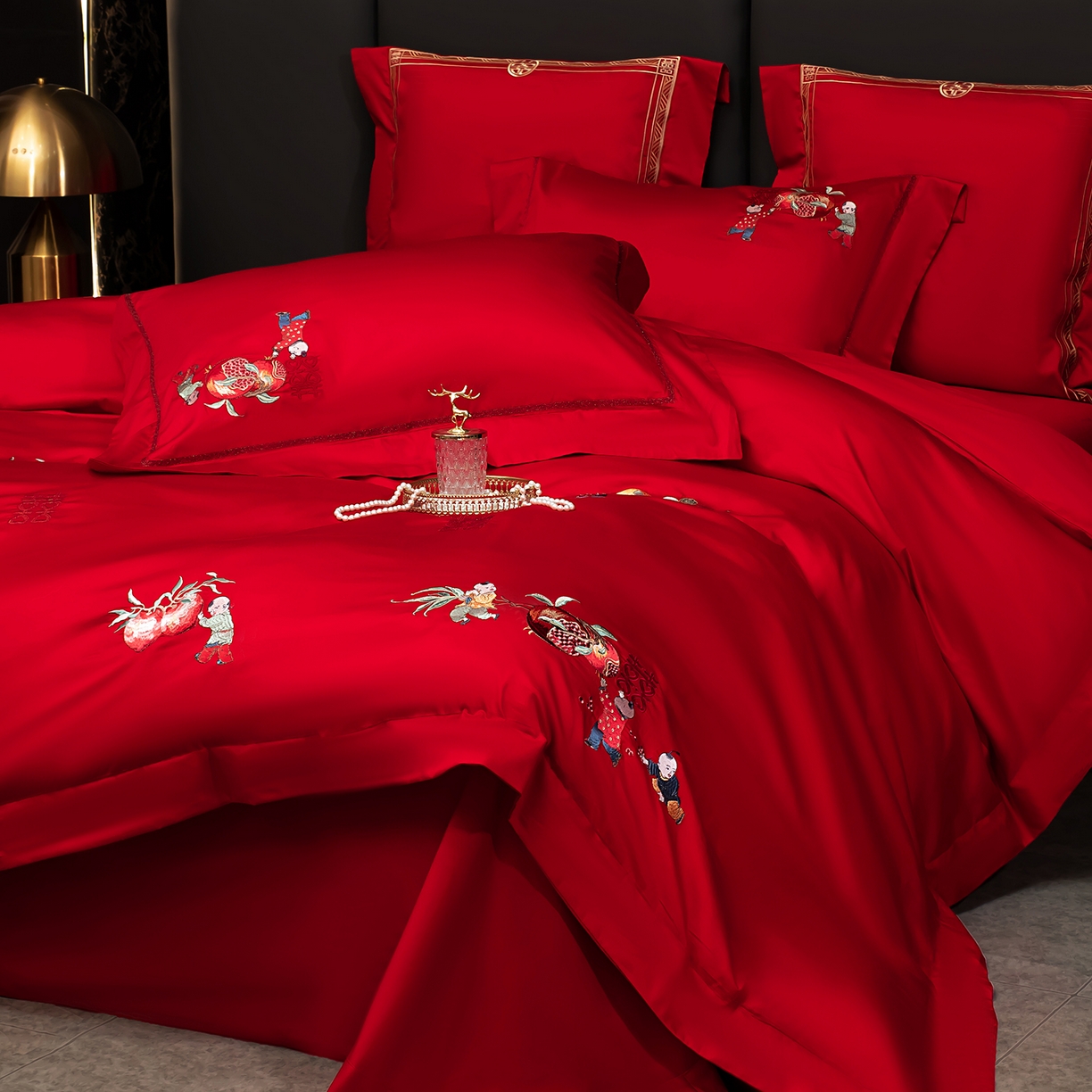 91家纺网 家纺一手货源 找家纺 （总）蒂爵 2026年100支婚庆长绒棉纯棉时尚小红书爆款刺绣婚庆四件套多件套280系列