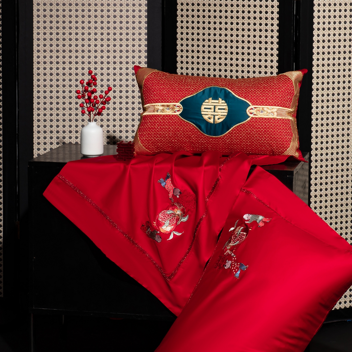 91家纺网 家纺一手货源 找家纺 （总）蒂爵 2026年100支婚庆长绒棉纯棉时尚小红书爆款刺绣婚庆四件套多件套280系列