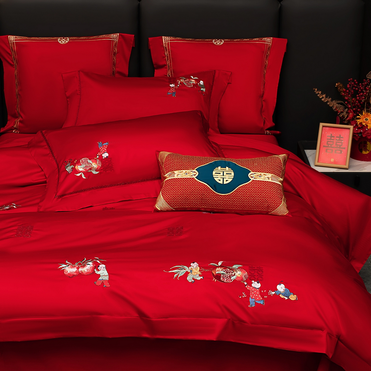 91家纺网 家纺一手货源 找家纺 （总）蒂爵 2026年100支婚庆长绒棉纯棉时尚小红书爆款刺绣婚庆四件套多件套280系列