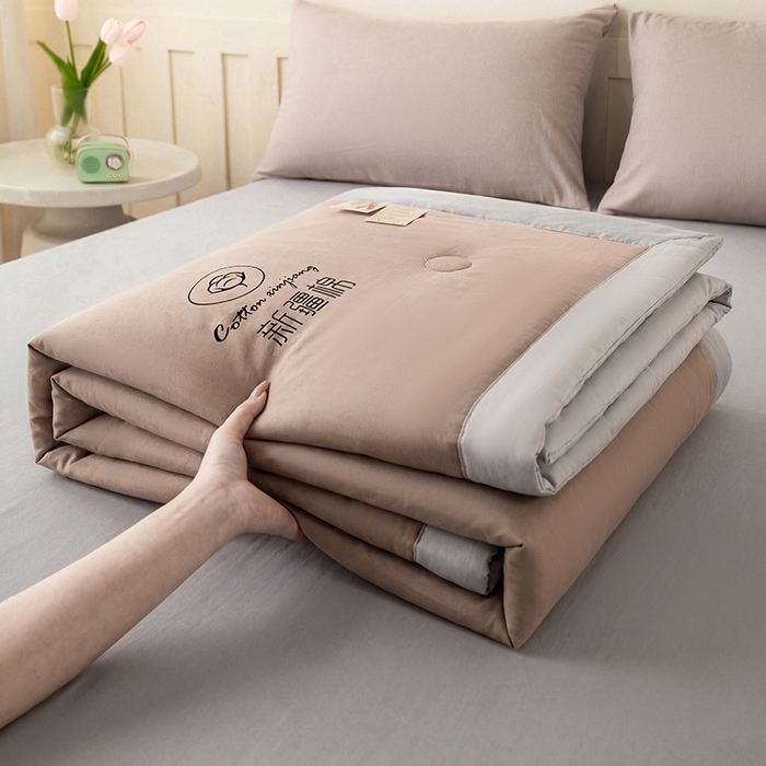 91家纺网 家纺一手货源 找家纺 几禾 2026春夏新款纯色水洗棉双拼夏被新疆棉花被夏凉被空调被被子被芯 双拼-卡其灰