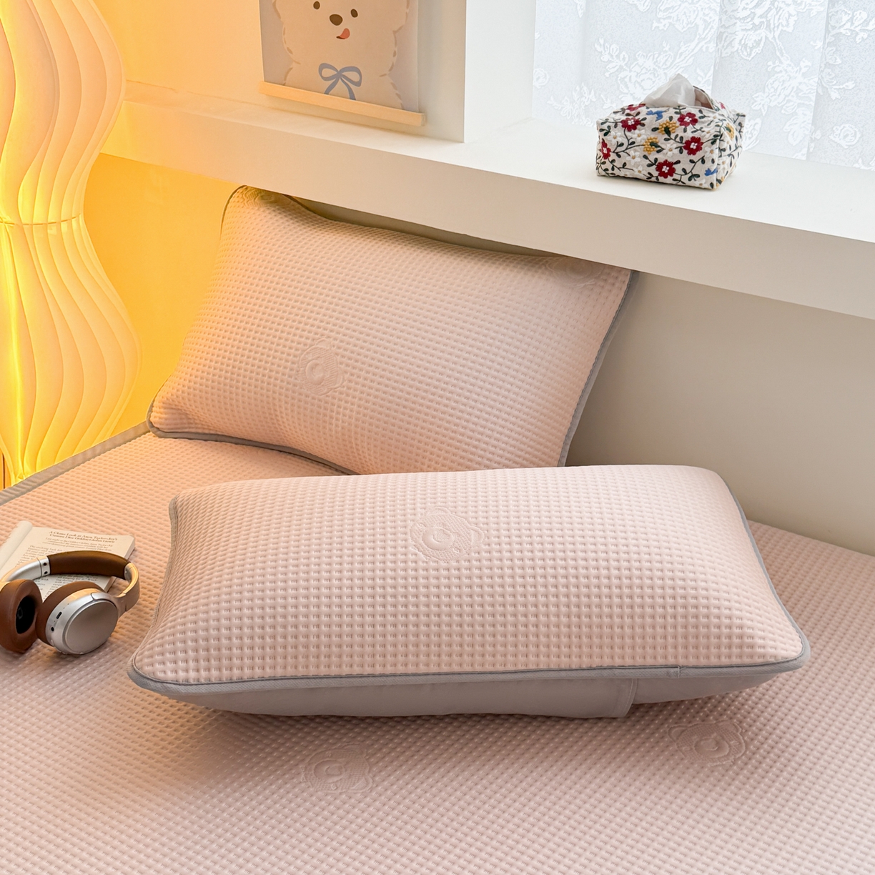 91家纺网 家纺一手货源 找家纺 （总）欧邦 2026新款华夫格小熊系列凉感冰豆豆凉席款