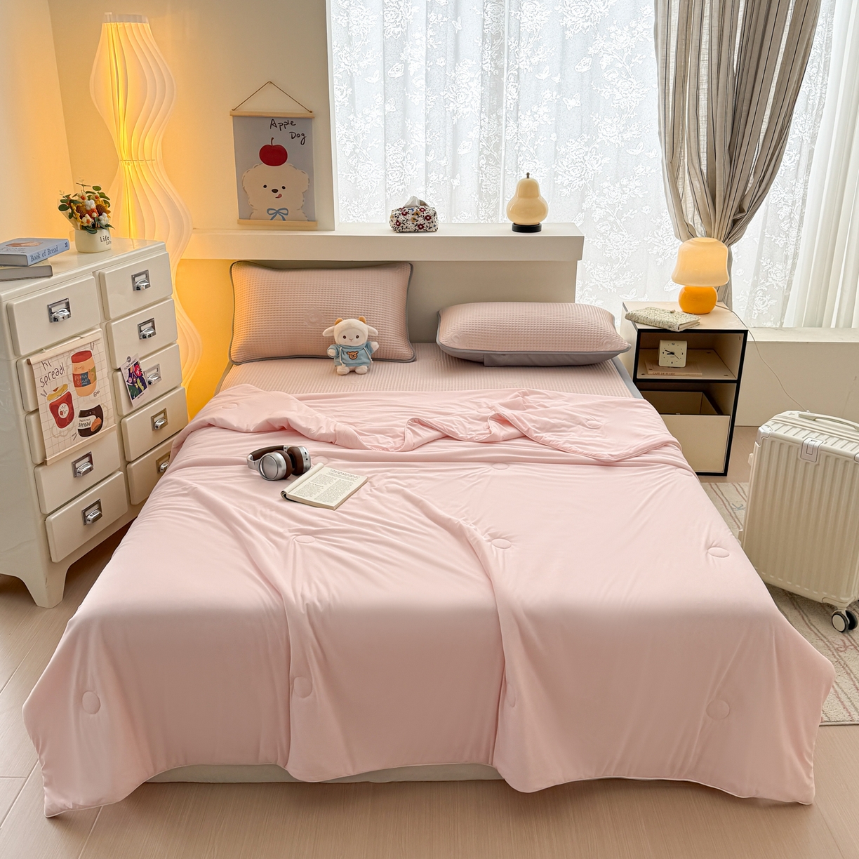 91家纺网 家纺一手货源 找家纺 （总）欧邦 2026新款华夫格小熊系列凉感冰豆豆凉席款