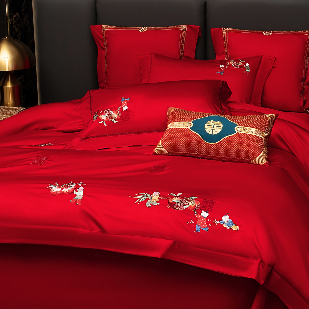 91家纺网 家纺一手货源 找家纺 蒂爵 2026年100支婚庆长绒棉纯棉时尚小红书爆款刺绣婚庆四件套多件套280系列 才子佳人