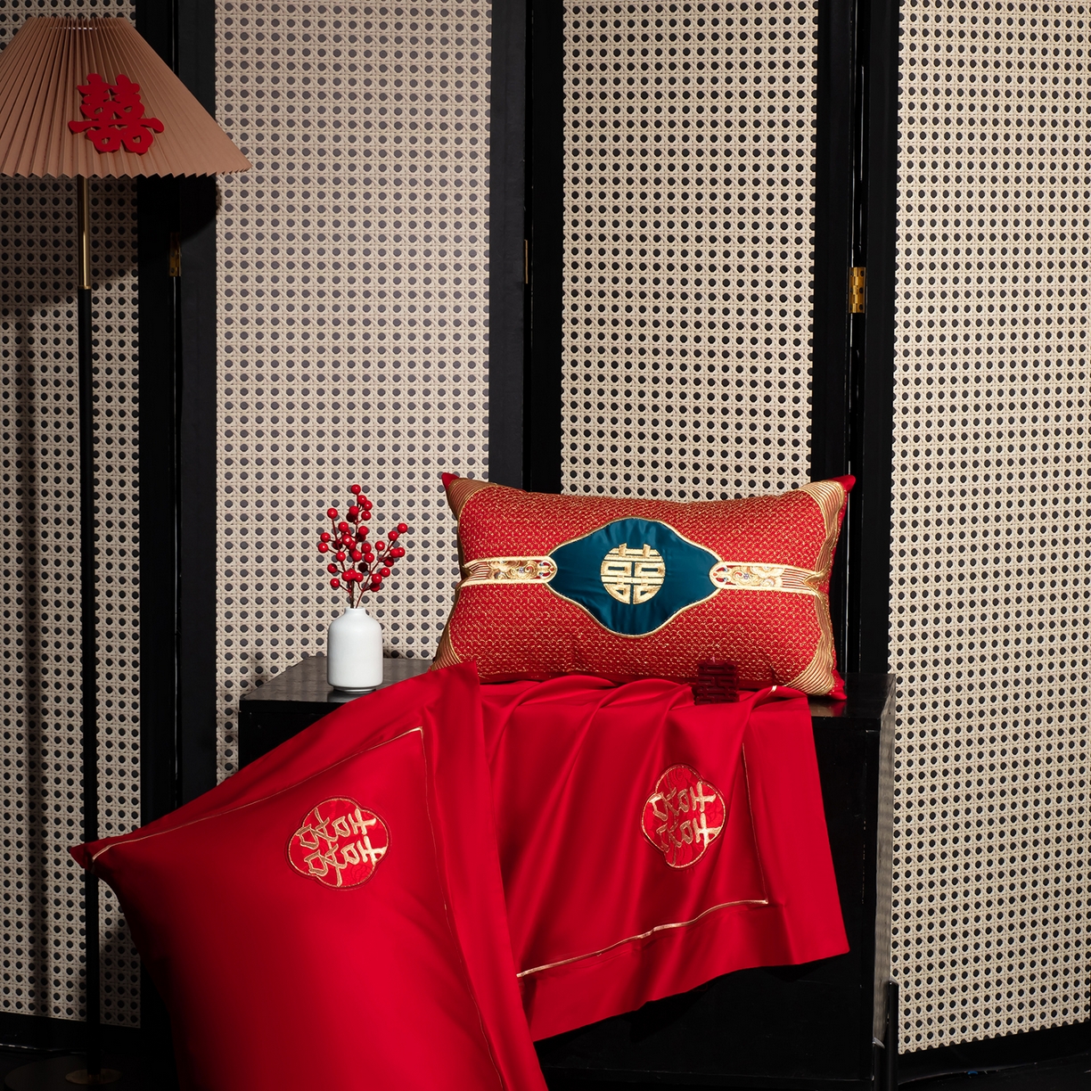 91家纺网 家纺一手货源 找家纺 蒂爵 2026年100支婚庆长绒棉纯棉时尚小红书爆款刺绣婚庆四件套多件套280系列 吉庆良缘