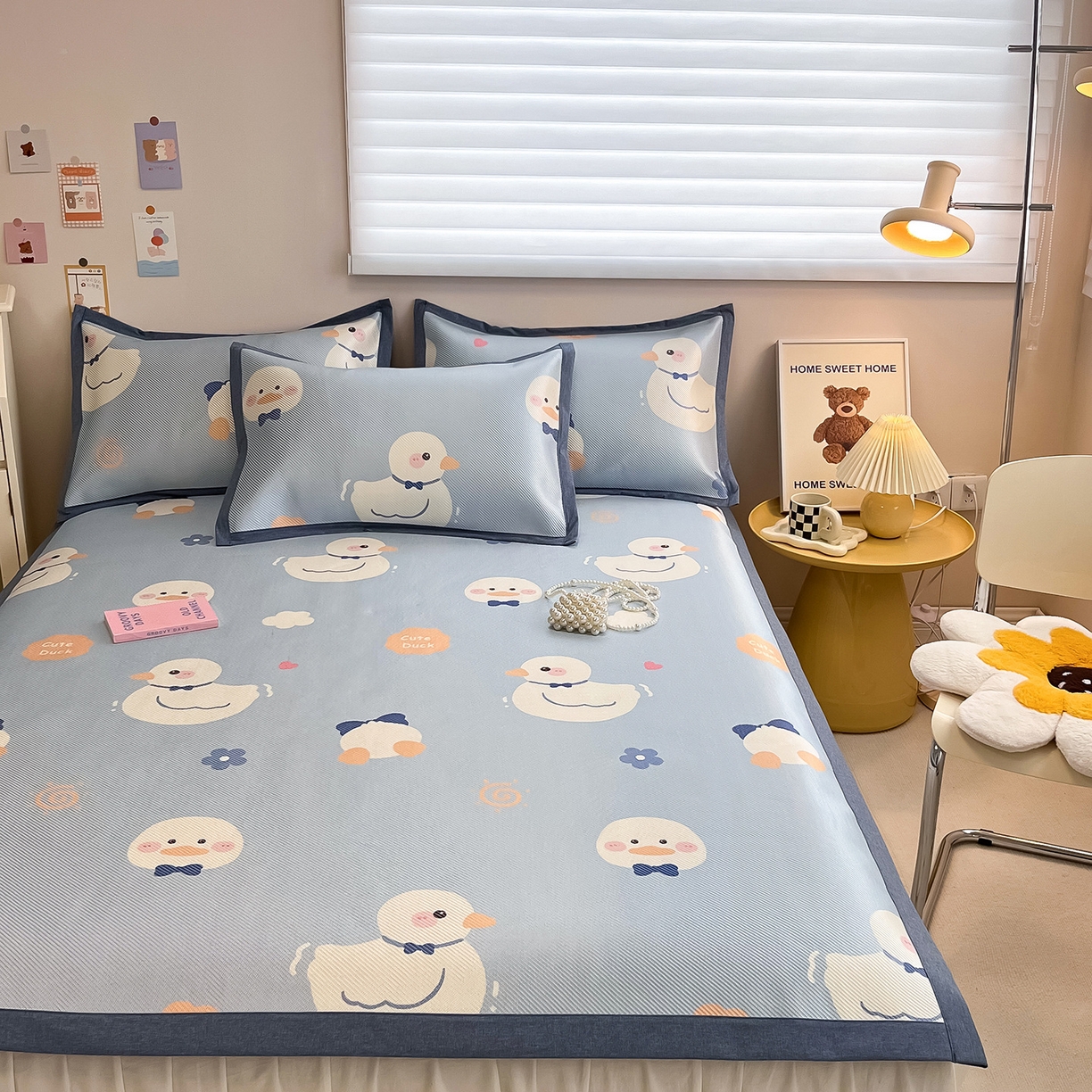 91家纺网 家纺一手货源 找家纺 （总）懒猫家纺 2026春夏新款600D数码印花冰藤凉席席子-床席款