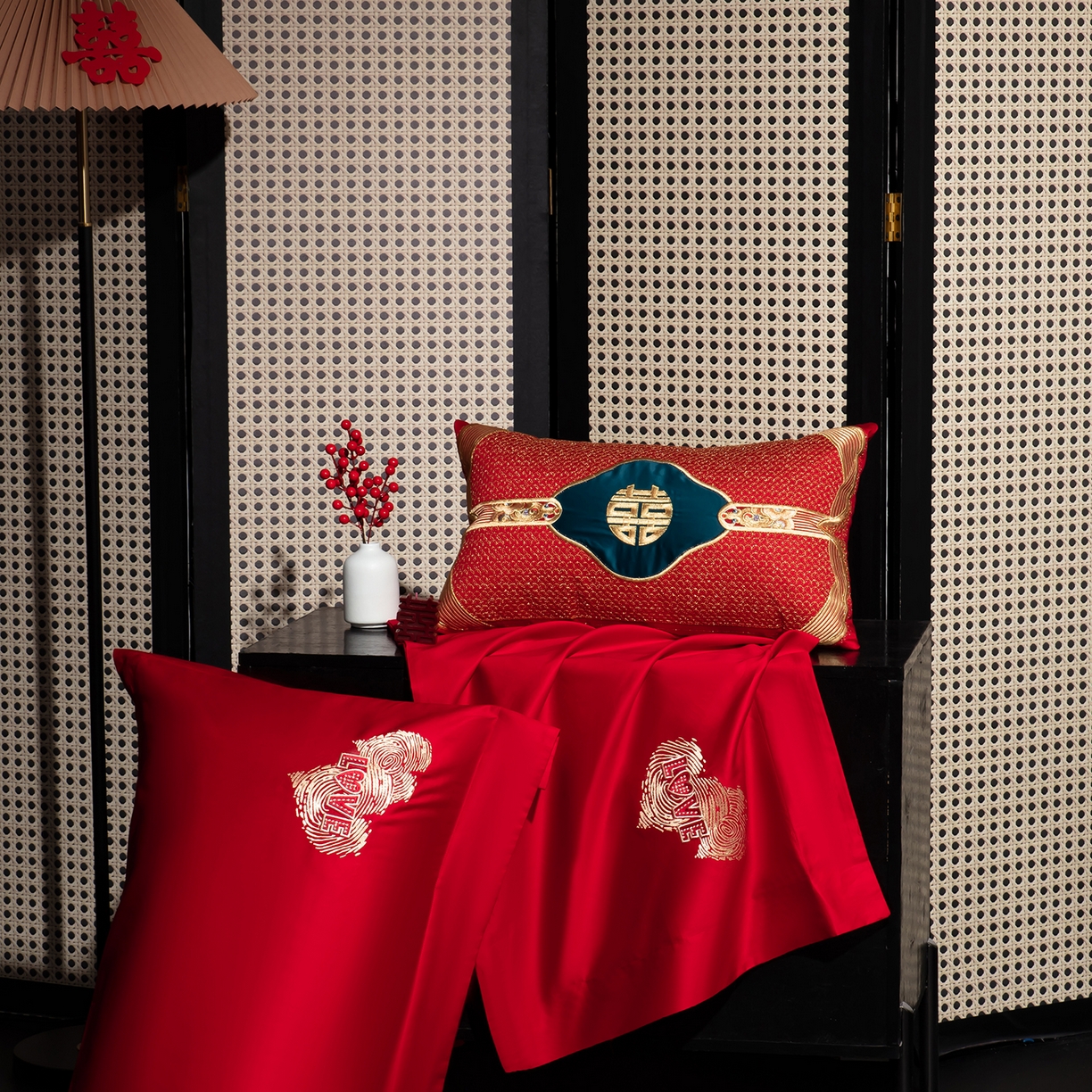 91家纺网 家纺一手货源 找家纺 蒂爵 2026年100支婚庆长绒棉纯棉时尚小红书爆款刺绣婚庆四件套多件套280系列 心动