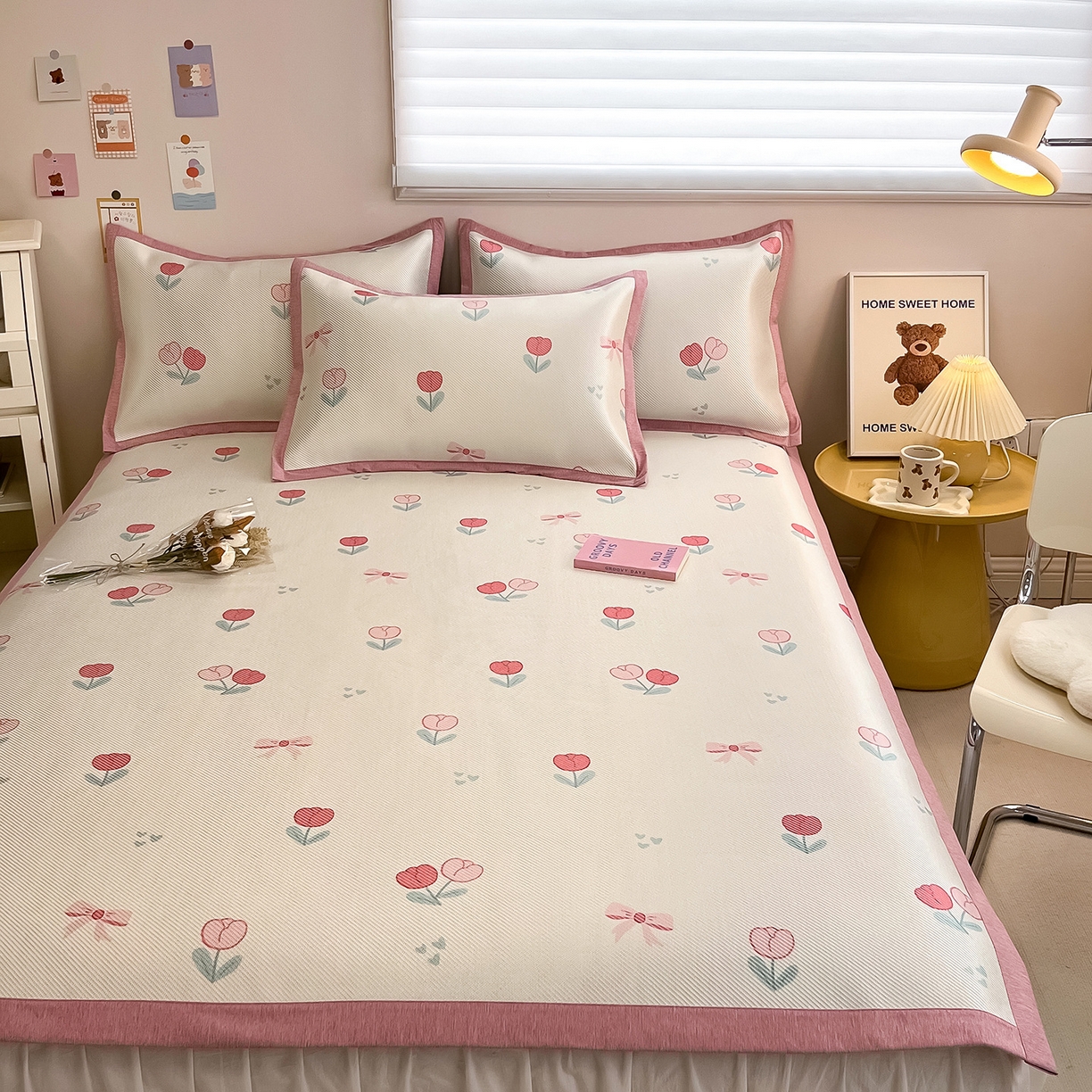 91家纺网 家纺一手货源 找家纺 （总）懒猫家纺 2026春夏新款600D数码印花冰藤凉席席子-床席款