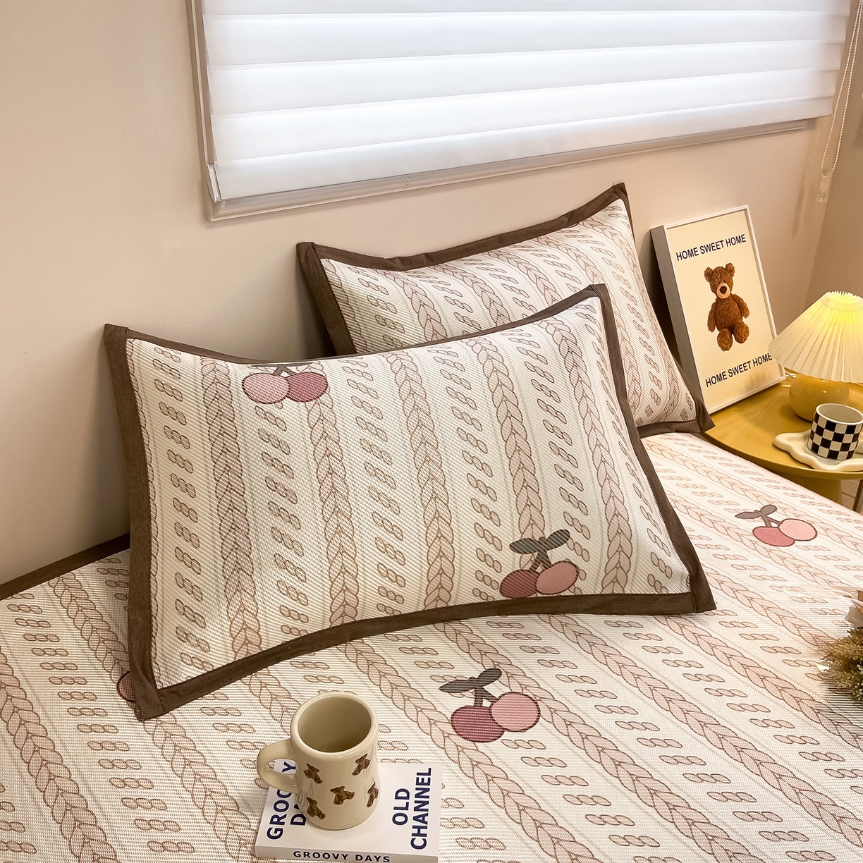 91家纺网 家纺一手货源 找家纺 懒猫家纺 2026春夏新款600D数码印花冰藤凉席席子-床席款 硕果