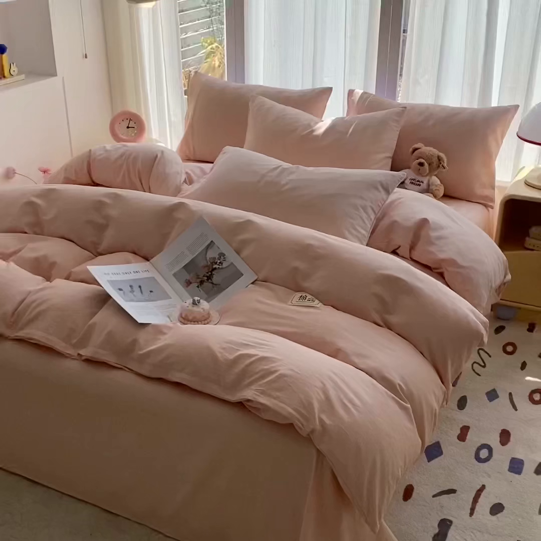 91家纺网 家纺一手货源 找家纺 （总）女子家纺 2026新款全棉纯棉水洗棉布标四件套