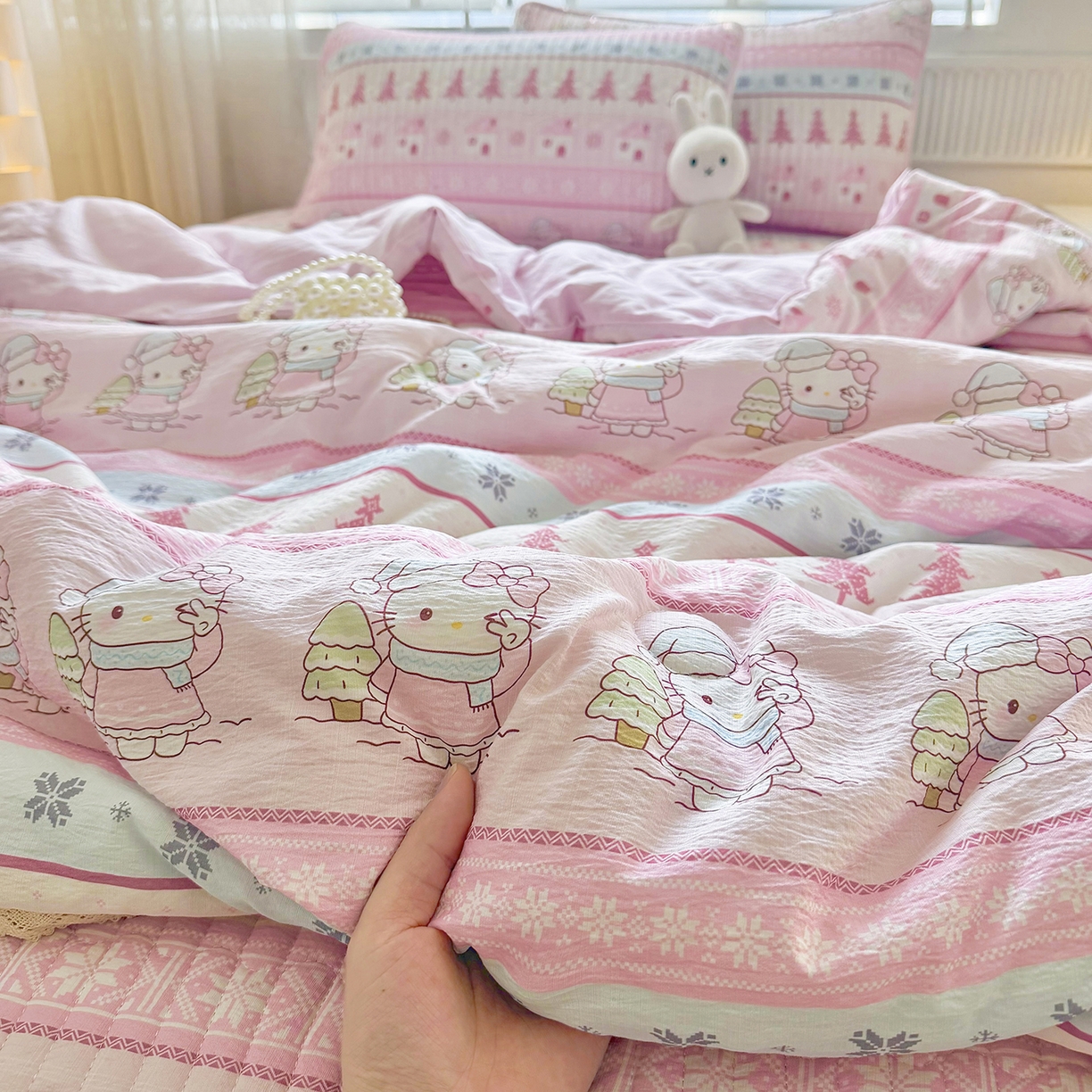 91家纺网 家纺一手货源 找家纺 （总）悠米悠家 2026春夏新款木棉双层纱单夏被夏凉被空调被床盖四件套