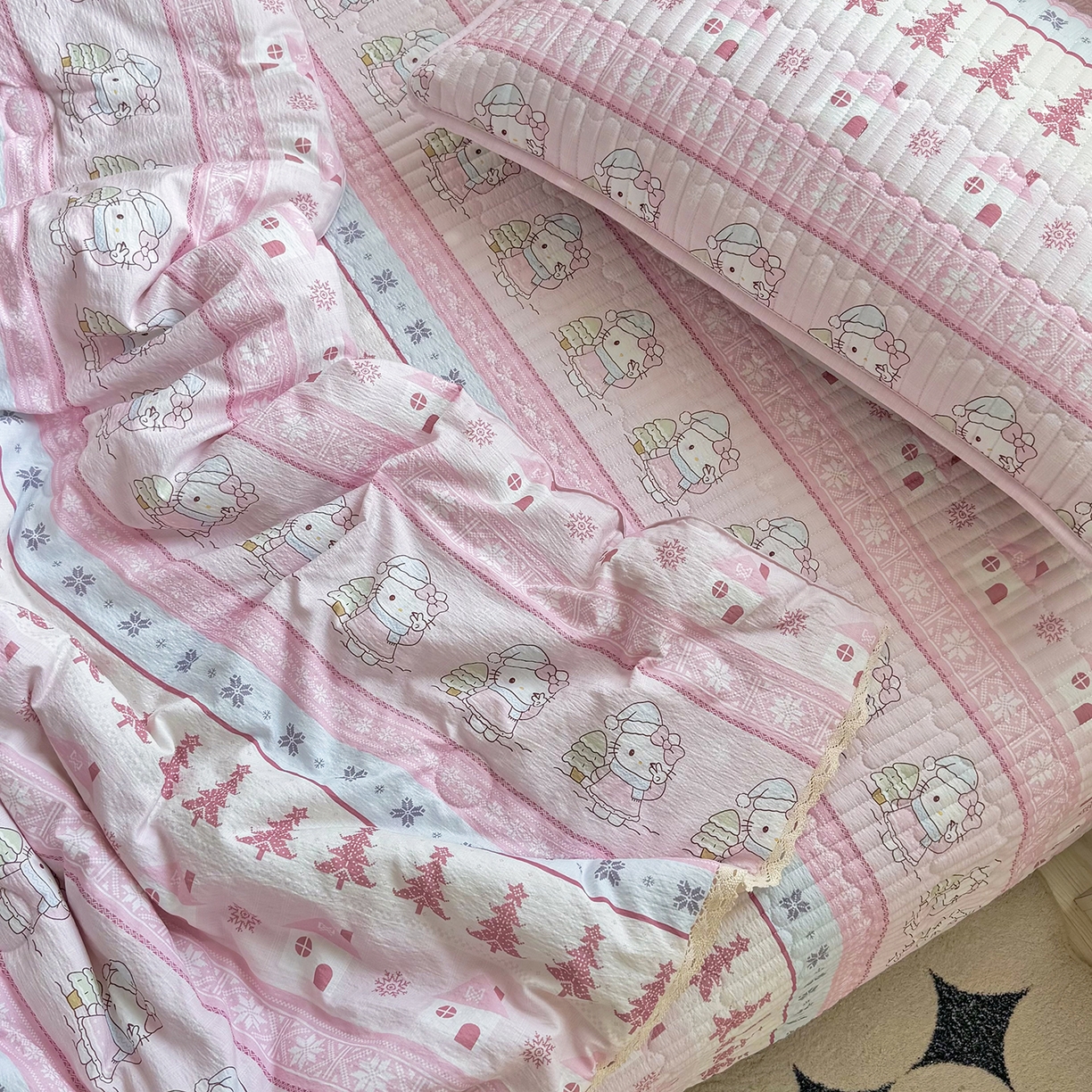 91家纺网 家纺一手货源 找家纺 （总）悠米悠家 2026春夏新款木棉双层纱单夏被夏凉被空调被床盖四件套