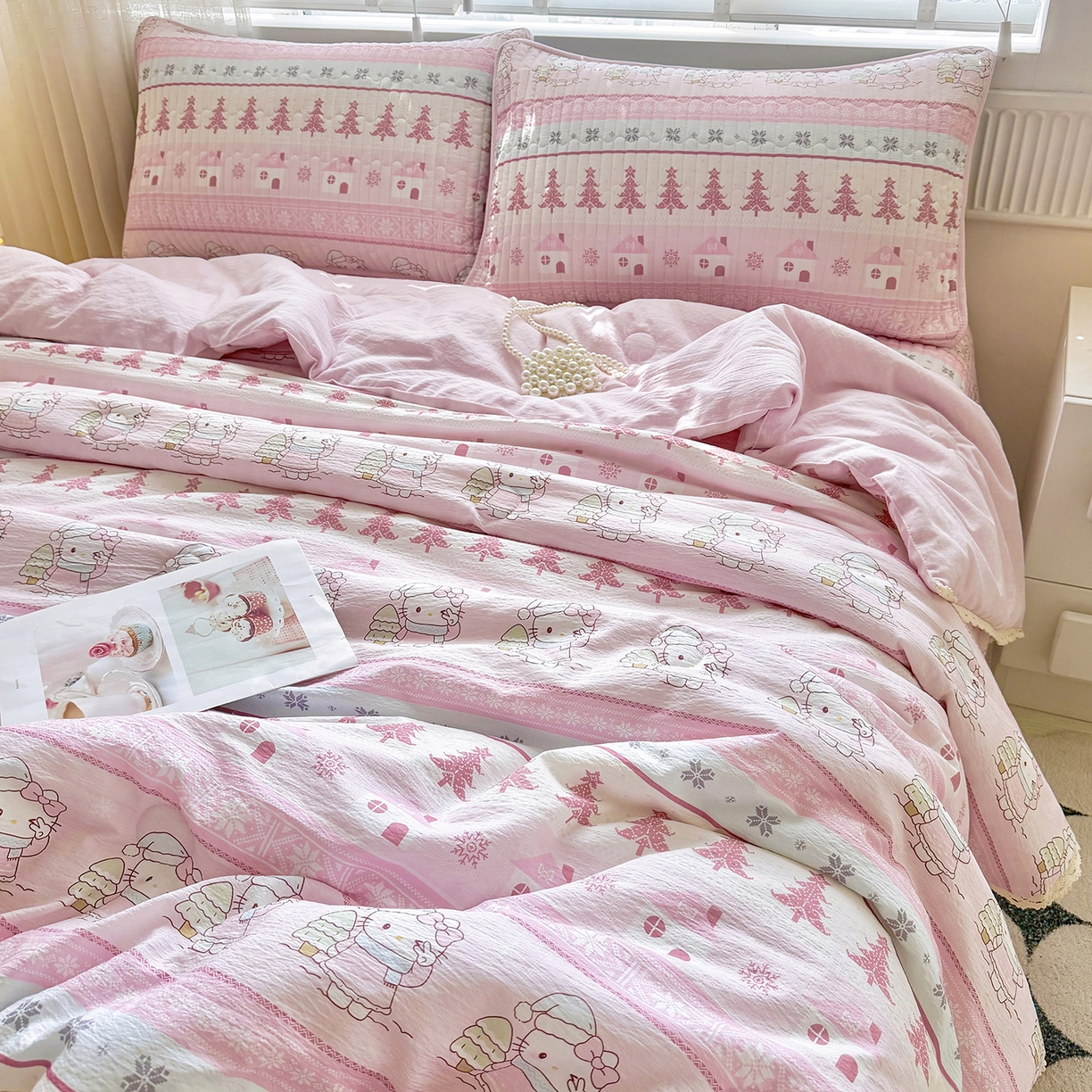 91家纺网 家纺一手货源 找家纺 （总）悠米悠家 2026春夏新款木棉双层纱单夏被夏凉被空调被床盖四件套