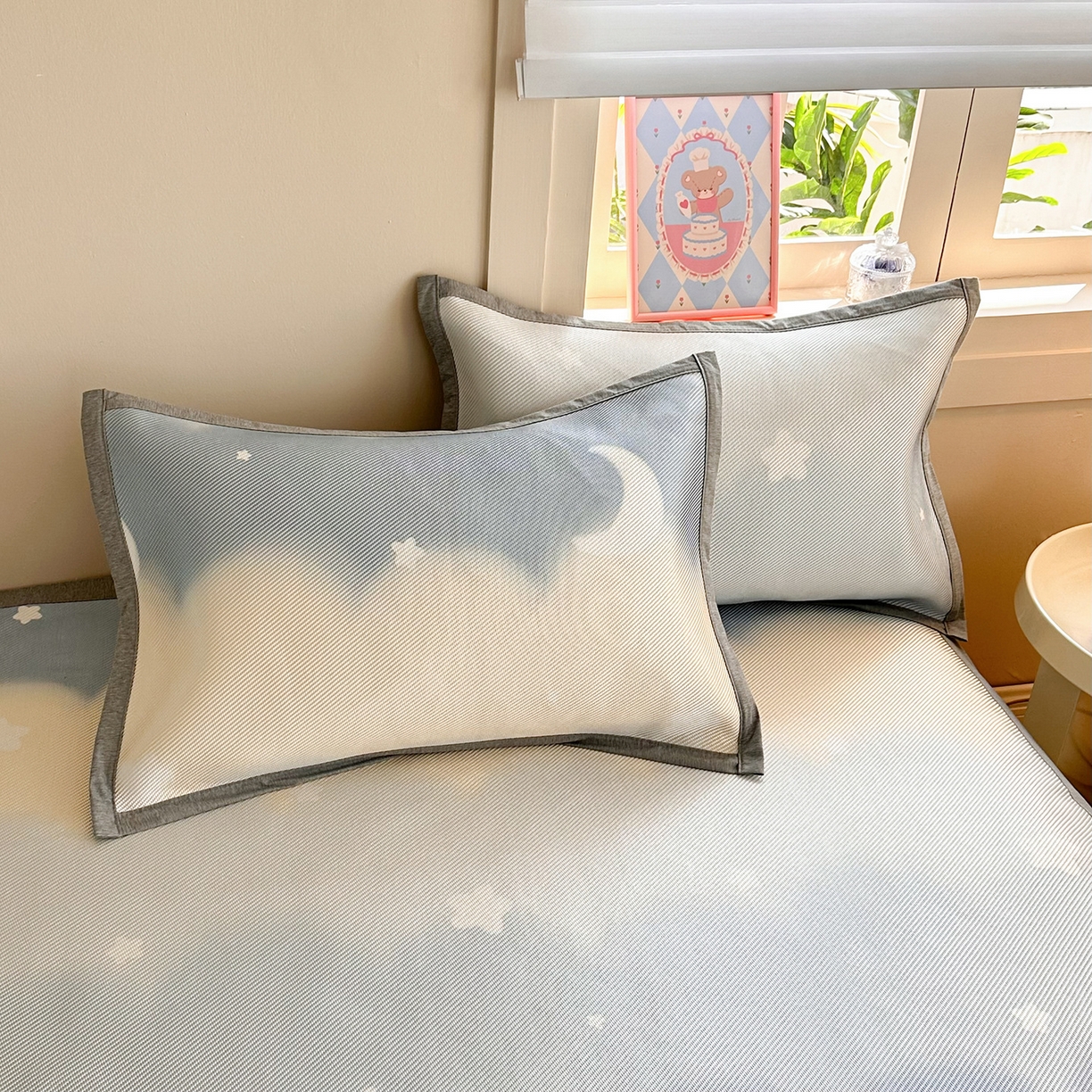 91家纺网 家纺一手货源 找家纺 懒猫家纺 2026春夏新款600D数码印花冰藤凉席席子-床席款 星月