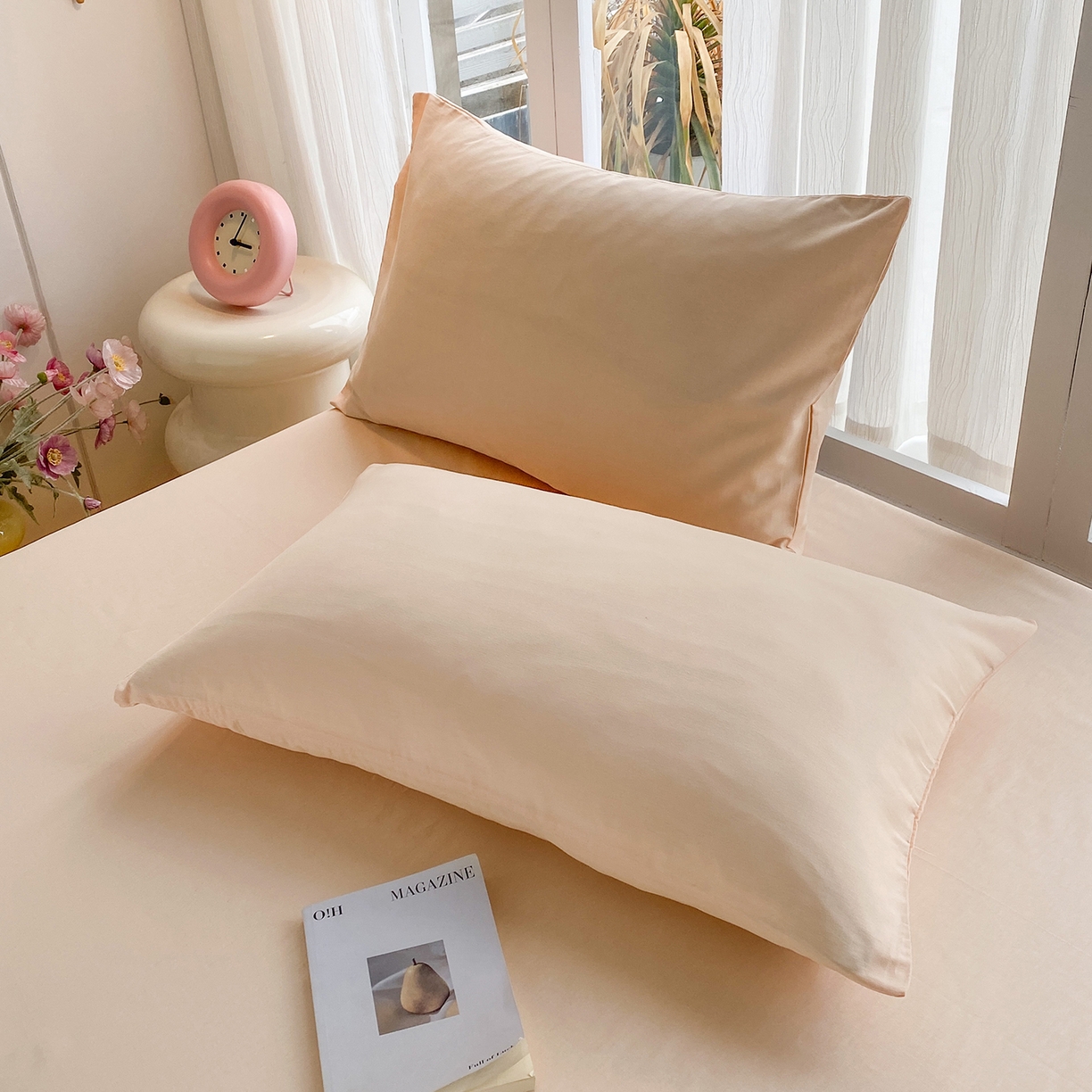 91家纺网 家纺一手货源 找家纺 女子家纺 2026新款全棉纯棉水洗棉布标四件套 米杏