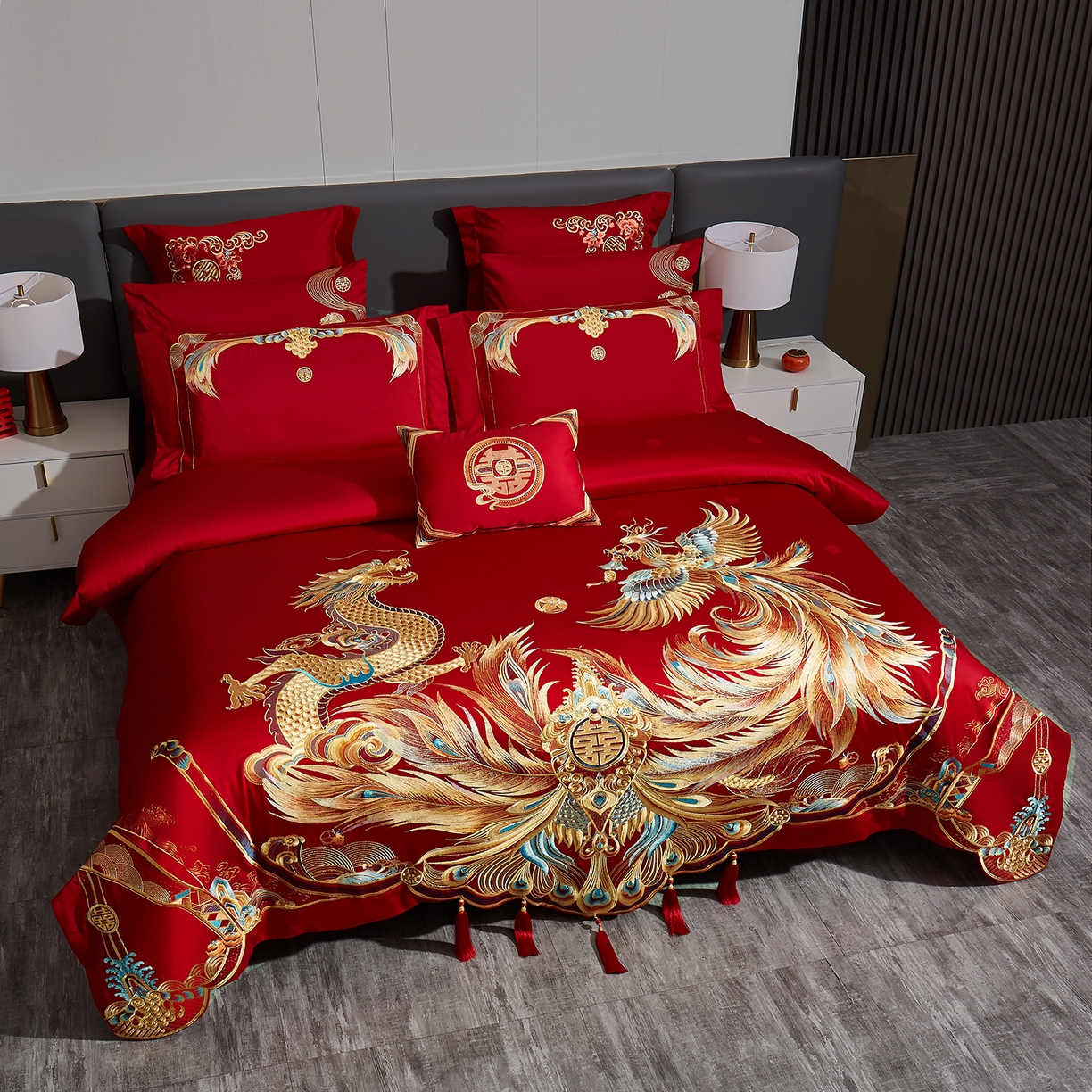 91家纺网 家纺一手货源 找家纺 （总）蒂爵 2026新款提花顶奢重工绣花工艺款婚庆四件套多件套490系列