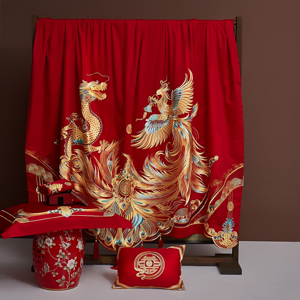 91家纺网 家纺一手货源 找家纺 蒂爵 2026新款提花顶奢重工绣花工艺款婚庆四件套多件套490系列 代代相传