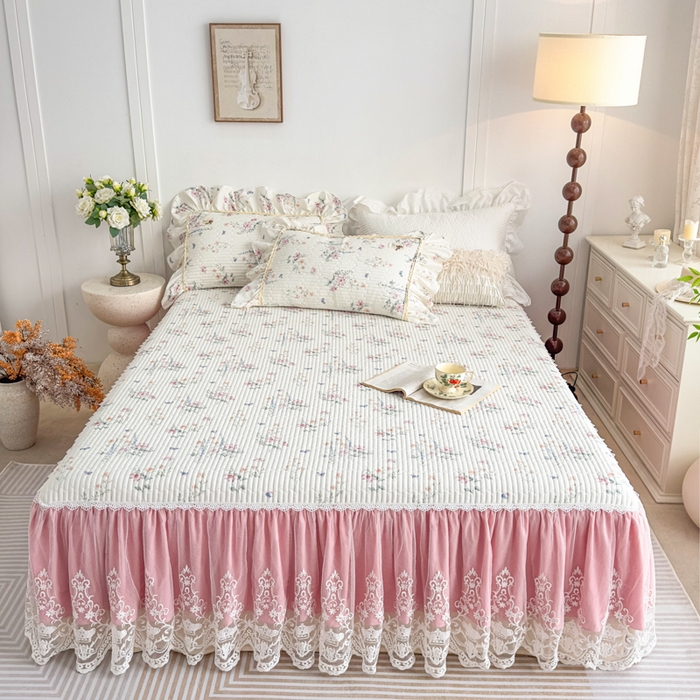 91家纺网 家纺一手货源 找家纺 （总）菊上家纺 2026新款法式田园风蕾丝床裙