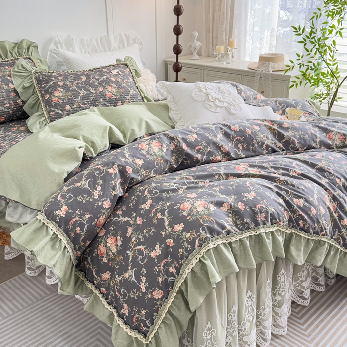 91家纺网 家纺一手货源 找家纺 （总）菊上家纺 2026新款法式田园风蕾丝床裙