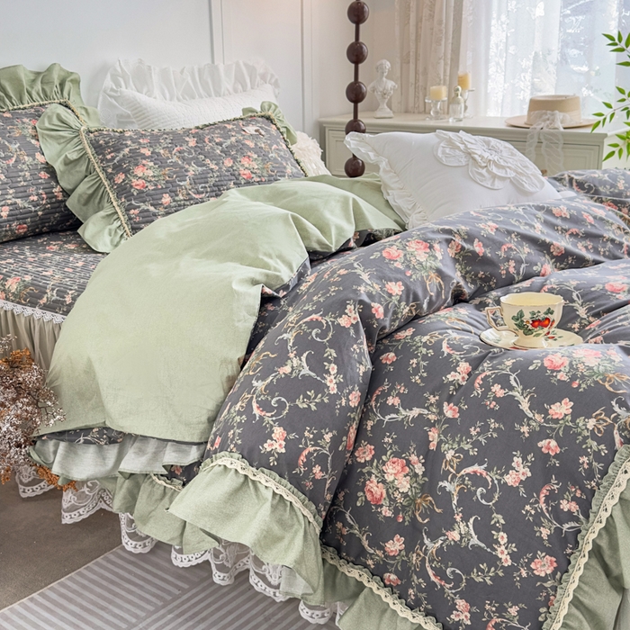 91家纺网 家纺一手货源 找家纺 （总）菊上家纺 2026新款法式田园风蕾丝床裙