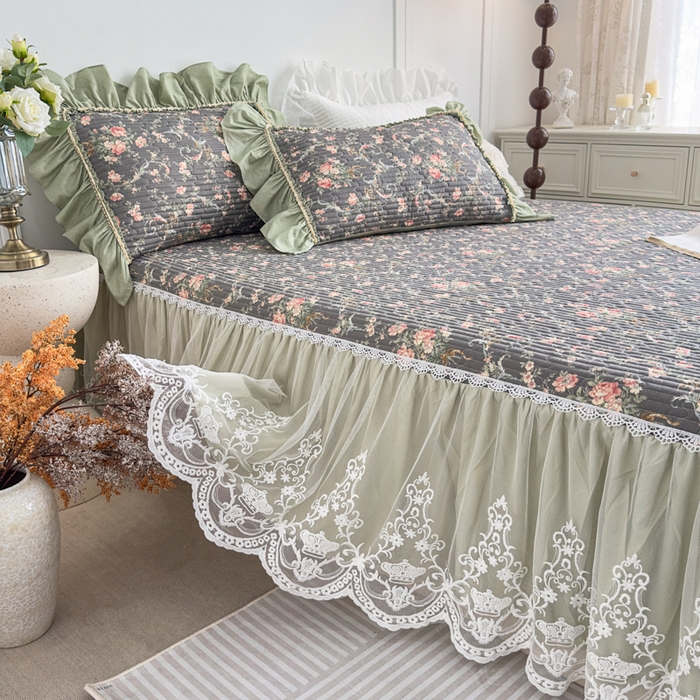 91家纺网 家纺一手货源 找家纺 （总）菊上家纺 2026新款法式田园风蕾丝床裙