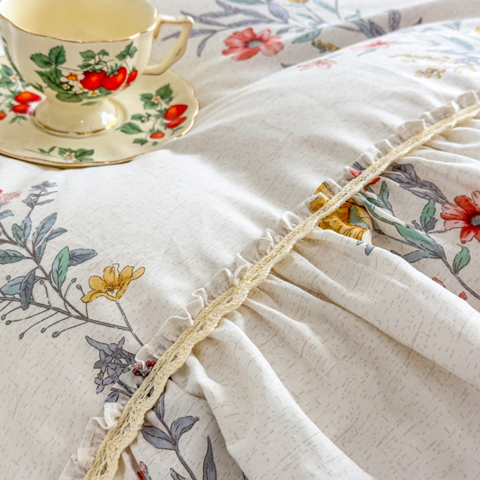 91家纺网 家纺一手货源 找家纺 菊上家纺 2026新款法式田园风蕾丝床裙 芳菲粉