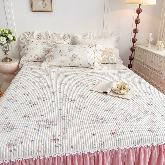 91家纺网 家纺一手货源 找家纺 菊上家纺 2026新款法式田园风蕾丝床裙 梦兰蔻