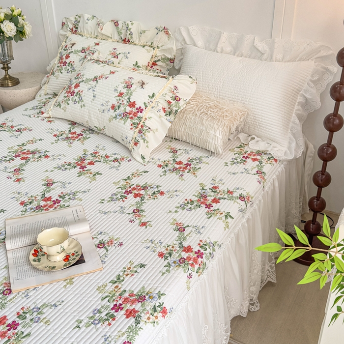 91家纺网 家纺一手货源 找家纺 菊上家纺 2026新款法式田园风蕾丝床裙 梦青栀