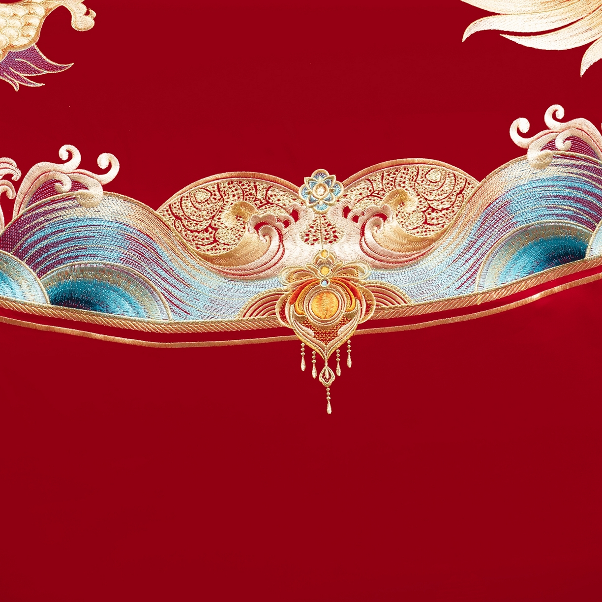 91家纺网 家纺一手货源 找家纺 蒂爵 2026新款提花顶奢重工绣花工艺款婚庆四件套多件套490系列 龙凤赐福