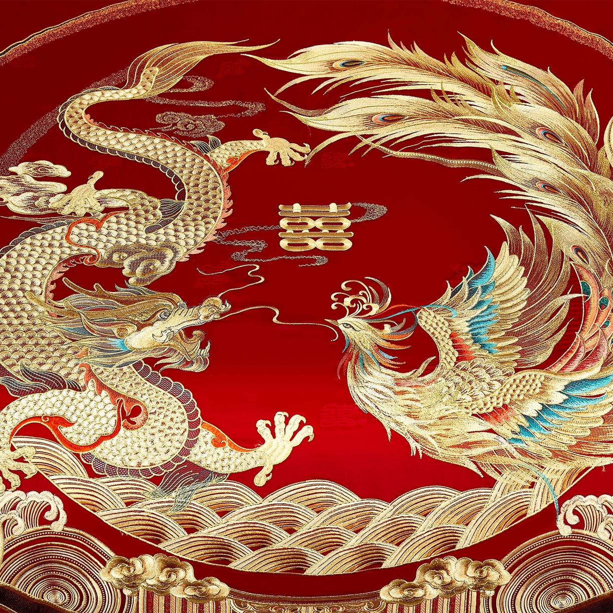 91家纺网 家纺一手货源 找家纺 蒂爵 2026新款提花顶奢重工绣花工艺款婚庆四件套多件套490系列 龙凤瑞彩