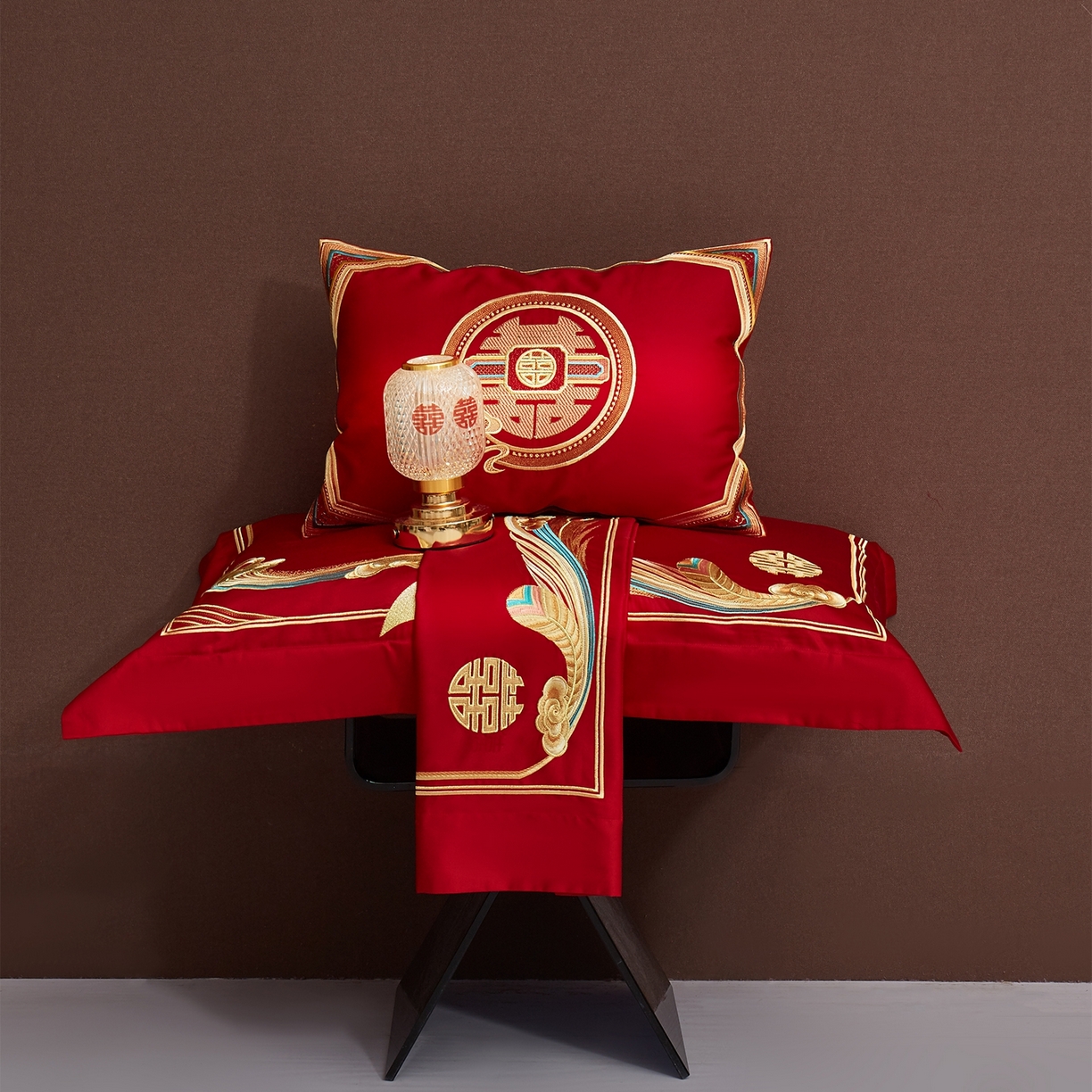 91家纺网 家纺一手货源 找家纺 蒂爵 2026新款提花顶奢重工绣花工艺款婚庆四件套多件套490系列 龙凤瑞彩