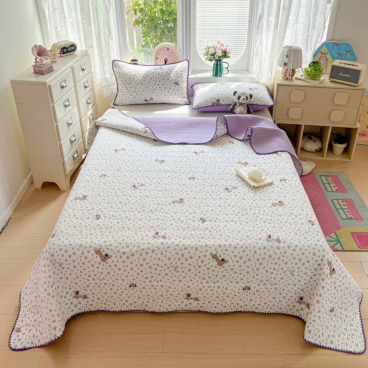 91家纺网 家纺一手货源 找家纺 （总）恒尚居 2026新款A类贝壳绣泡芙纱床盖四套件泡芙棉双层纱床垫床褥