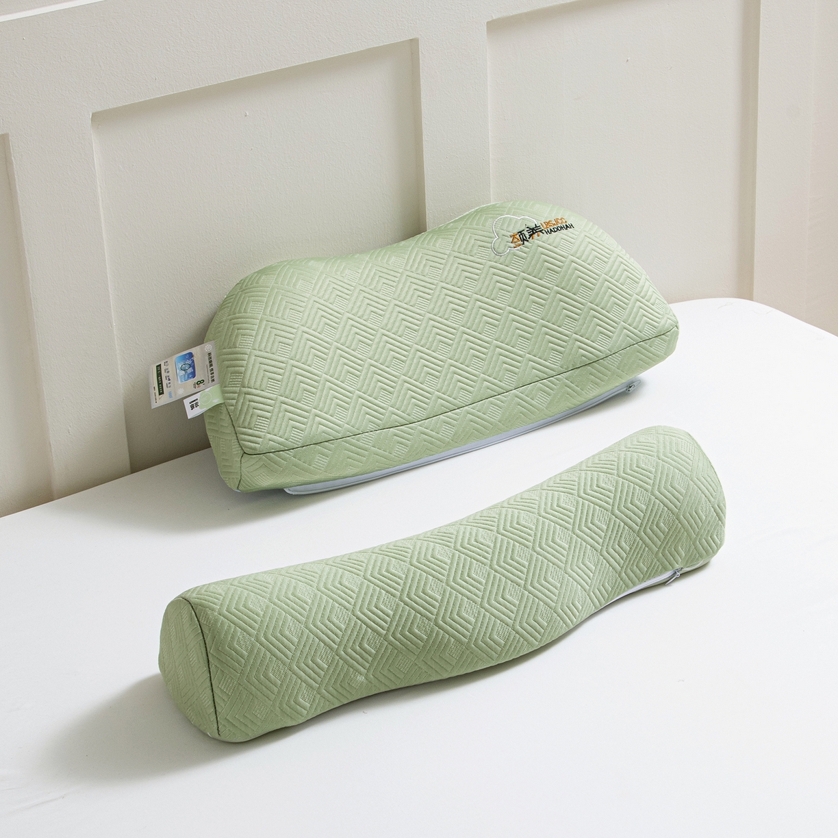 91家纺网 家纺一手货源 找家纺 莉迪娅 2026新款凉感丝牵引枕  枕头枕芯 静养牵引枕绿