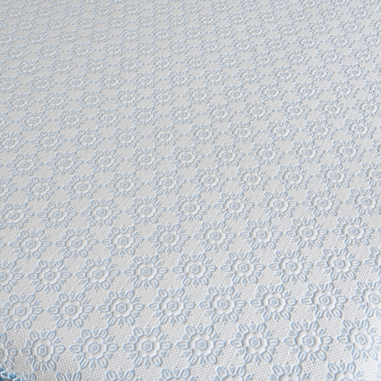 91家纺网 家纺一手货源 找家纺 民新家纺 2026新款PE乙纶冰豆豆床裙款凉席三件套 花韵-蓝